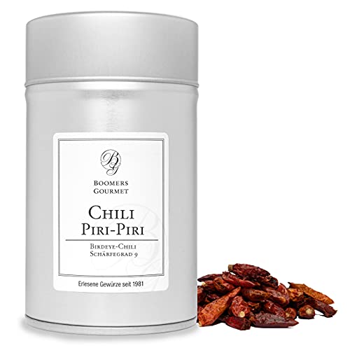 Boomers Gourmet - Piri Piri Chili ganz – Bird Eye Chili von Boomers Gourmet – extrem scharfe afrikanische Chilischoten – getrocknet – Schärfegrad 9 – aromatisch - Gewürzdose 11,5 cm - 40 g Boomers Gourmet - Piri Piri Chili ganz – Bird Eye Chili von Boomers Gourmet – extrem scharfe afrikanische Chilischoten – getrocknet – Schärfegrad 9 – aromatisch - Gewürzdose 11,5 cm - 40 g von BOOMERS GOURMET
