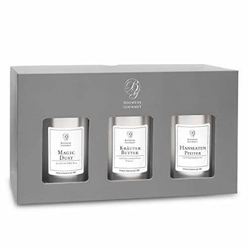 Boomers Gourmet - Grill Gewürze Geschenk Box, Magic Dust I Kräuter Butter I Hanseaten Pfeffer - Grill Box - 400 g Boomers Gourmet - Grill Gewürze Geschenk Box, Magic Dust I Kräuter Butter I Hanseaten Pfeffer - Grill Box - 400 g von BOOMERS GOURMET