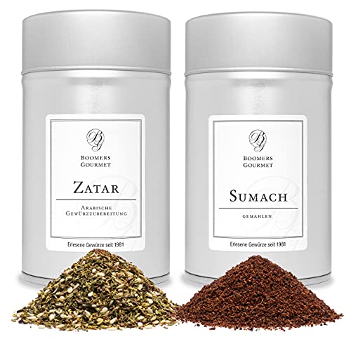 Boomers Gourmet - Orientalische Gewürze Set, Sumach Gewürz I Zatar Gewürzmischung nach Ottolenghi Gewürze Set 2er - 2 Dosen - 165 g Boomers Gourmet - Orientalische Gewürze Set, Sumach Gewürz I Zatar Gewürzmischung nach Ottolenghi Gewürze Set 2er - 2 Dosen - 165 g von BOOMERS GOURMET