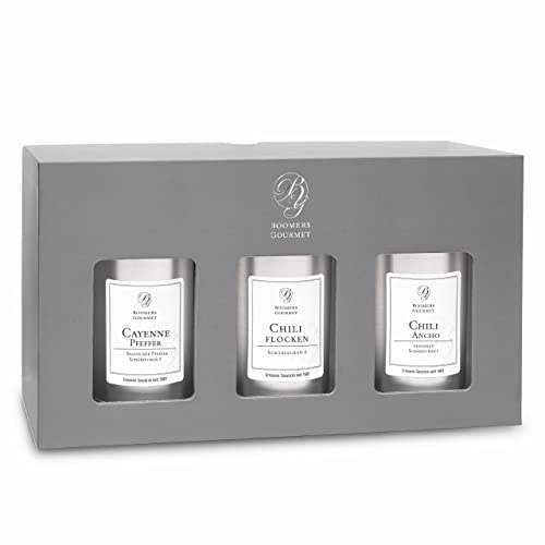 Boomers Gourmet - Premium Chili Geschenk Box, Cayenne Pfeffer I Chili Flocken I Chili Ancho - Chili Box - 280 g Boomers Gourmet - Premium Chili Geschenk Box, Cayenne Pfeffer I Chili Flocken I Chili Ancho - Chili Box - 280 g von BOOMERS GOURMET
