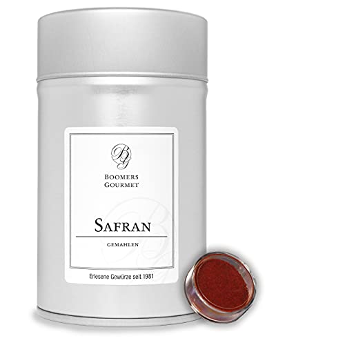 Boomers Gourmet - Safran gemahlen Typ Negin – Premium Qualität aus dem Iran – Intensive Farbe und Aroma – Für Risotto, Paella, Saucen – Hochwertiges Gourmet Gewürz - Gewürzdose 11,5 cm - 0.5 g Boomers Gourmet - Safran gemahlen Typ Negin – Premium Qualität aus dem Iran – Intensive Farbe und Aroma – Für Risotto, Paella, Saucen – Hochwertiges Gourmet Gewürz - Gewürzdose 11,5 cm - 0.5 g von BOOMERS GOURMET