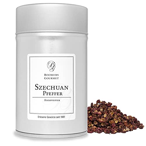 Boomers Gourmet - Szechuan Pfeffer, ganz - echter Sichuan Pfeffer – Chinesischer Pfeffer – Aromatischer Pfeffer - Gewürzdose 11,5 cm - 30 g Boomers Gourmet - Szechuan Pfeffer, ganz - echter Sichuan Pfeffer – Chinesischer Pfeffer – Aromatischer Pfeffer - Gewürzdose 11,5 cm - 30 g von BOOMERS GOURMET