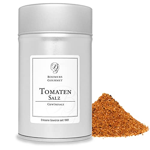 Boomers Gourmet - Tomatensalz - Hochwertiges Tomaten Gewürzsalz für Kulinarische Kreationen - Aromatisches Tomaten Gewürz für Geschmackvolle Gerichte - Gewürzdose 11,5cm - 130 g Boomers Gourmet - Tomatensalz - Hochwertiges Tomaten Gewürzsalz für Kulinarische Kreationen - Aromatisches Tomaten Gewürz für Geschmackvolle Gerichte - Gewürzdose 11,5cm - 130 g von BOOMERS GOURMET