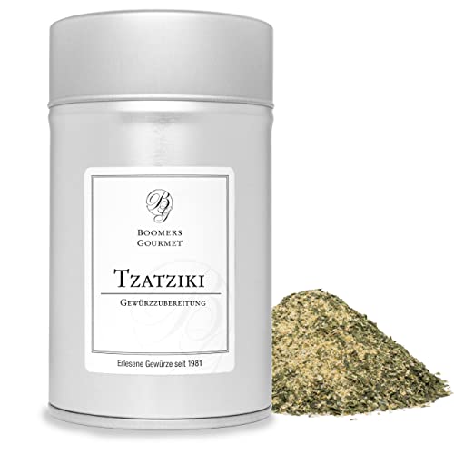 Boomers Gourmet - Tzatziki Gewürz für Joghurt - Tzatziki Gewürzmischung mit Knoblauch und Dill - Griechische Gewürze zum Dip selber machen, ideal für Gyros - Gewürzdose 11,5 cm - 80 g Boomers Gourmet - Tzatziki Gewürz für Joghurt - Tzatziki Gewürzmischung mit Knoblauch und Dill - Griechische Gewürze zum Dip selber machen, ideal für Gyros - Gewürzdose 11,5 cm - 80 g von BOOMERS GOURMET