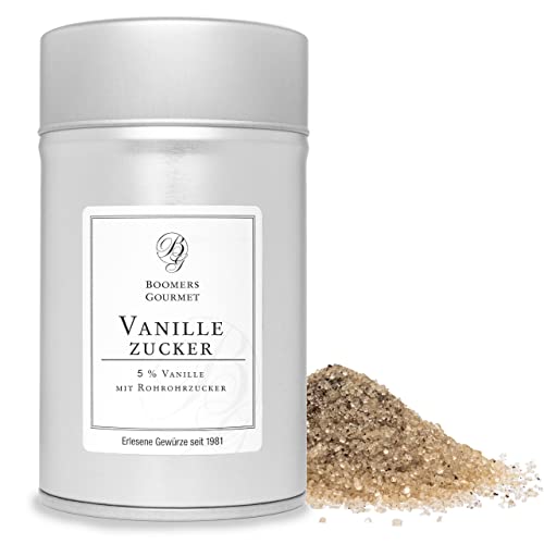 Boomers Gourmet - Vanillezucker mit echter Vanille – 5 % Vanille, aus Rohrohrzucker und Vanillepulver – ohne künstliche Aromen, zum Backen & Verfeinern - Gewürzdose 11,5 cm - 150 g Boomers Gourmet - Vanillezucker mit echter Vanille – 5 % Vanille, aus Rohrohrzucker und Vanillepulver – ohne künstliche Aromen, zum Backen & Verfeinern - Gewürzdose 11,5 cm - 150 g von BOOMERS GOURMET