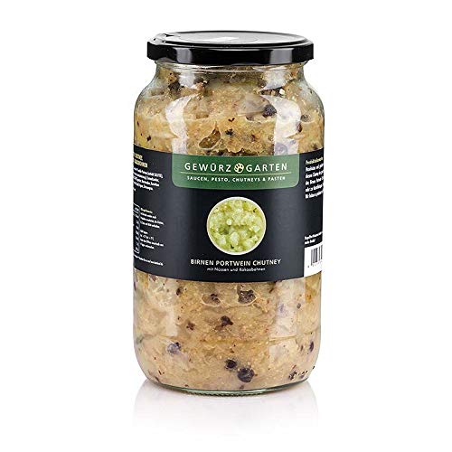 Gewürzgarten Birnen Portwein Chutney, mit Nüssen, Ingwer und Kakaobohnen, 900 ml Gewürzgarten Birnen Portwein Chutney, mit Nüssen, Ingwer und Kakaobohnen, 900 ml von BOS FOOD Duesseldorf Lebensmittel Großhandel GmbH