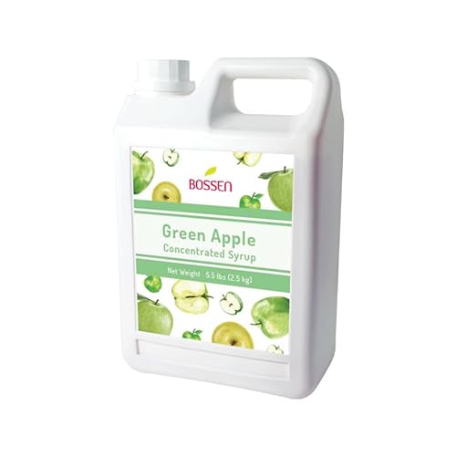 BOSSEN Grüner Apfel Sirup 2,5 kg 1,9 Liter | Authentisches Milchtees, Smoothies, Slushies, Bubble Teas | Hochwertige Zutaten ohne künstliche Farbstoffe 100% VEGAN l von Bossen