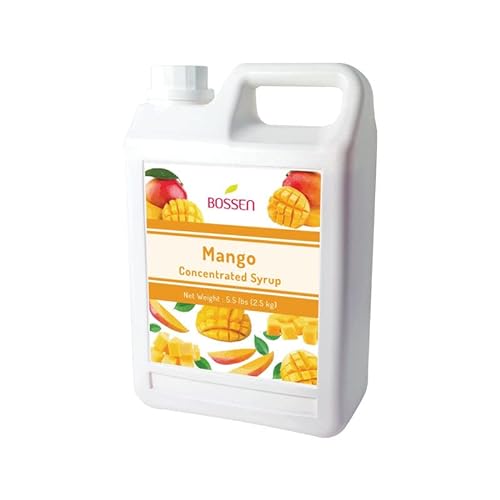 BOSSEN Mango Sirup | Authentisches Milchtees, Smoothies, Slushies, Bubble Teas | Hochwertige Zutaten ohne künstliche Farbstoffe 100% VEGAN 2,5 Kg 1,9 Liter von Bossen