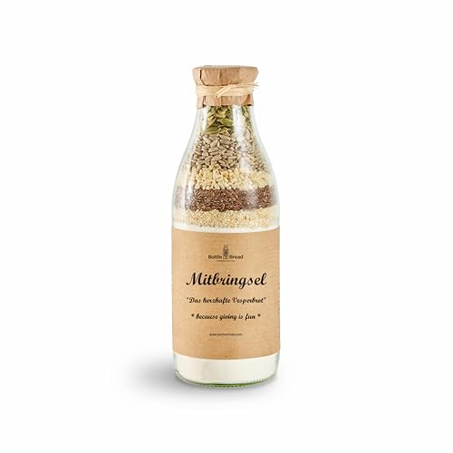 BottleBread "Mitbringsel" Backmischung Brotbackmischung im Glas Flasche Geschenkidee Einladung von BOTTLEBREAD