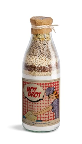 BottleBread "NOTBROT"" Backmischung Brotbackmischung im Glas Flasche Geschenkidee Einladung von BOTTLEBREAD