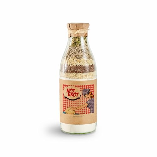 BottleBread "NOTBROT"" Backmischung Brotbackmischung im Glas Flasche Geschenkidee Einladung von BOTTLEBREAD