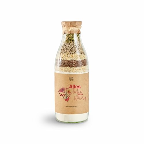 Brotbackmischung "Alles Liebe zum Muttertag Blumen" Backmischung im Glas Flasche Geschenk Geschenkidee Muttertag Mutti Mama von BOTTLEBREAD