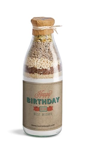 Brotbackmischung "Happy Birthday Retro" Backmischung im Glas Flasche Geschenk Geschenkidee Geburtstagsgeschenk Geburtstag von BOTTLEBREAD