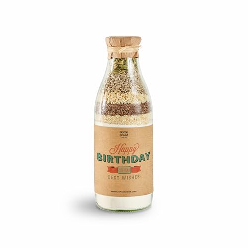 Brotbackmischung "Happy Birthday Retro" Backmischung im Glas Flasche Geschenk Geschenkidee Geburtstagsgeschenk Geburtstag von BOTTLEBREAD