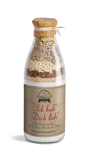 Brotbackmischung "Ich hab Dich lieb" Backmischung im Glas Flasche Geschenk Geschenkidee HDL… von BOTTLEBREAD