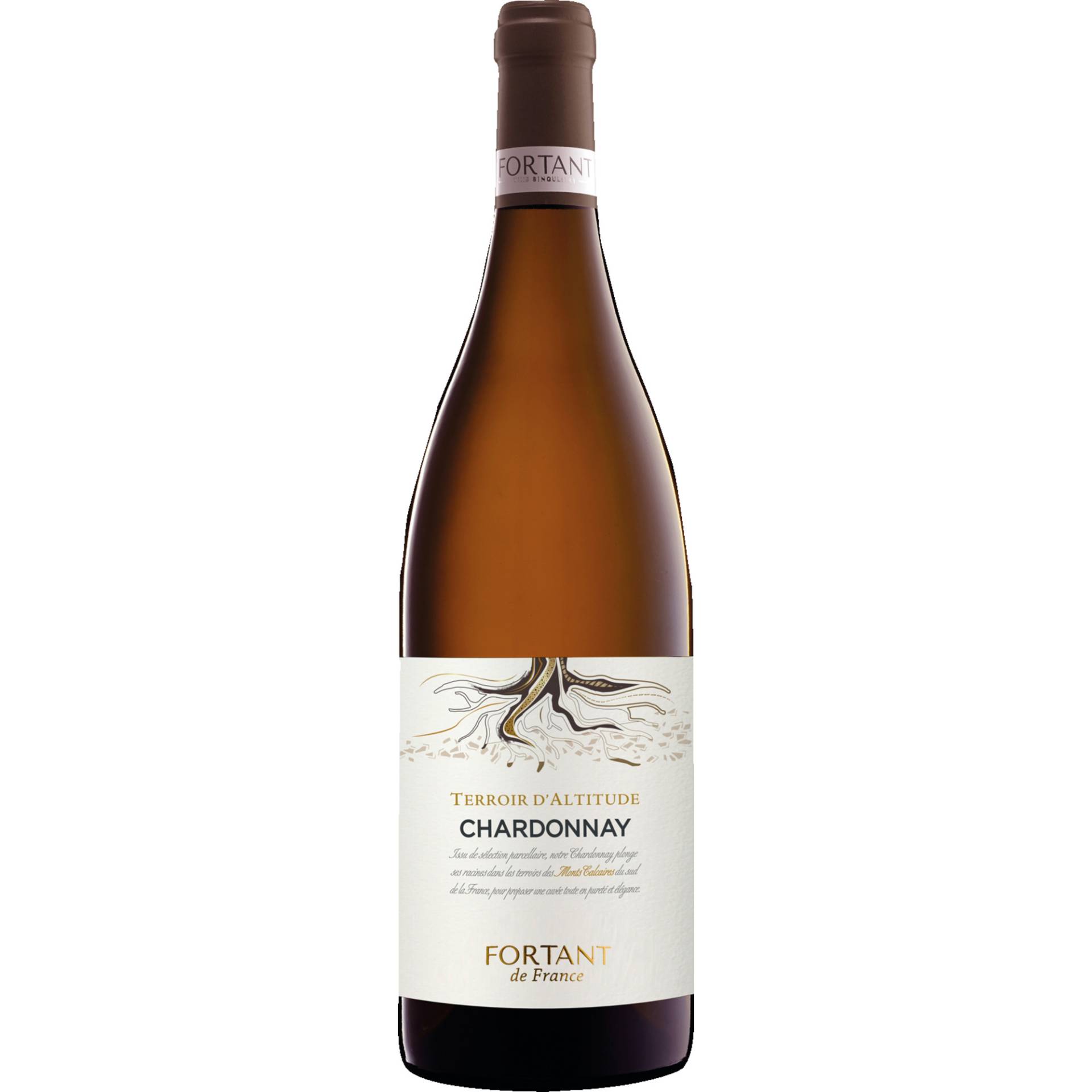 Terroir d'Altitude Chardonnay, Pays d'Oc IGP, Languedoc-Roussillon, 2021, Weißwein von BOTTLED AT QUINCIÉ BY FORTANT AT SÈTE - FRANCE