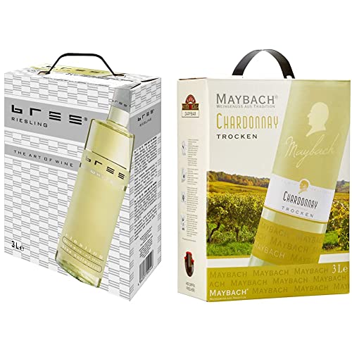 BREE Riesling feinherb, 3 l & Maybach Chardonnay trocken (1 x 3 l) Bag-in-Box von BREE