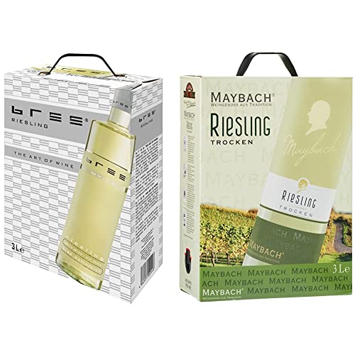 BREE Riesling feinherb, 3 l & Maybach Riesling Trocken Bag-in-box (1 x 3 l) von BREE