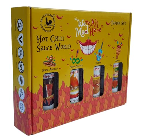 Global Hot Sauce Red Chili-Saucen Geschenk-Set - Probierset Mit Vier Scharfen Chilisaucen In Einer Schönen Geschenkbox - 4 x 100 ml Global Hot Sauce Red Chili-Saucen Geschenk-Set - Probierset Mit Vier Scharfen Chilisaucen In Einer Schönen Geschenkbox - 4 x 100 ml von BRISA DE SABORES