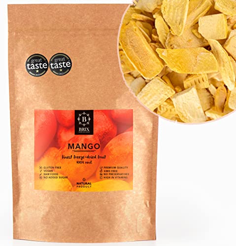 BRIX Gefriergetrocknete Mango | Natürliche, getrocknete Mangoscheiben 95 g | Great Taste Award Trockenfrüchte, Mango gefriergetrocknet | Gentechnikfrei, glutenfrei, vegan, Vitamine bleiben erhalten von BRIX, GROWN FOR FLAVOUR