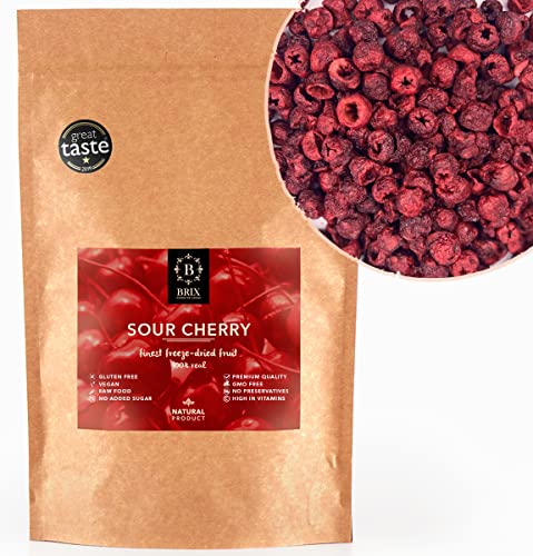 BRIX Gefriergetrocknete Sauerkirschen | Natürliche Getrocknete Kirschen 105g | Great Taste Award Trockenfrüchte, Sauerkirschen Getrocknet | Gentechnikfrei Glutenfrei Vegan Vitamine Bleiben Erhalten BRIX Gefriergetrocknete Sauerkirschen | Natürliche Getrocknete Kirschen 105g | Great Taste Award Trockenfrüchte, Sauerkirschen Getrocknet | Gentechnikfrei Glutenfrei Vegan Vitamine Bleiben Erhalten von BRIX, GROWN FOR FLAVOUR