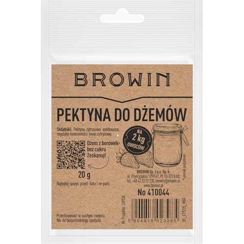 BROWIN® Pektin für Konfitüren 410044 | Amidiertes Zitruspektin zum Gelieren | Natürliches Geliermittel für Marmeladen und Gelees | 20g von BROWIN rok zał. 1979
