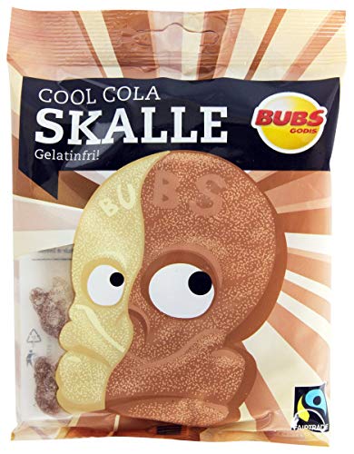 BUBS Cool Cola Schädel ohne Gelatine - Cool Cola Skalle Gelatinfri,Skum, 90g Tüte von BUBS
