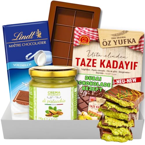 Dubai Schokolade Set - Selber machen - DIY Zutaten Kit mit Kadayif, LINDT Schokolade, Pistaziencreme 40%, Schokoform und Rezept von BUNDLES FOR YOU