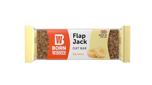 BornWinner, Vegan Flapjack, ohne Weizen, Walnuss, Blaubeere, Schokostückchen, Banane, 12x90g (90, Banane) von Born Winner