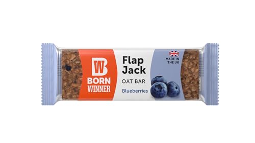 BornWinner, Vegan Flapjack, ohne Weizen, Walnuss, Blaubeere, Schokostückchen, Banane, 12x90g (90, Blaubeere) von Born Winner