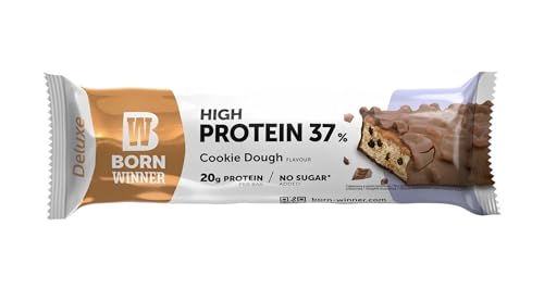 BornWinner High Protein Riegel, Delux Cookies Dought, 37 Prozent Eiweißgehalt, 20 g Protein pro Riegel, ohne Zuckerzusatz, 15x55g von BW Born Winner