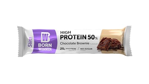 BornWinner Slim, High Protein Riegel, Chocolate Brownie, 50 Prozent Eiweißgehalt, 25 g Protein pro Riegel, 12x50g von BW Born Winner