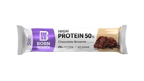 BornWinner Slim, High Protein Riegel, Chocolate Brownie, 50 Prozent Eiweißgehalt, 25 g Protein pro Riegel, 12x50g von Born Winner