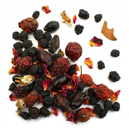 Früchtetee Wildfruchtige Freude ● Aroniafrucht ● Hagebutte ● Hibiskusblüte ● Rosenblüten ● Sanddornfrucht ● Heidelbeerfrucht von The Great Canadian Tea