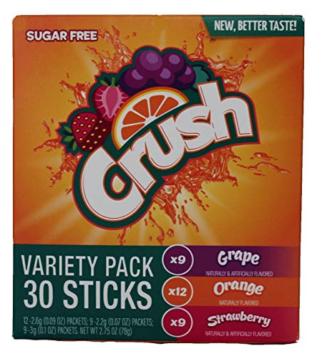 Crush Singles Grape, Orange, Strawberry To Go Sugar Free Drink Mix Variety Pack 2.75 oz Pack of 30 Sticks Crush Singles Grape, Orange, Strawberry To Go Sugar Free Drink Mix Variety Pack 2.75 oz Pack of 30 Sticks von FQQF