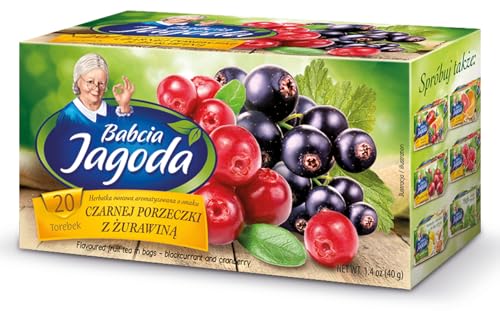 Babcia Jagoda - Früchtetee Schwarze Johannisbeere & Cranberry - 20 Teebeutel - Aromatische Kräutertee-Mischung mit Hibiskus, Apfel, Aronia, Intensiver Beerengeschmack, Koffeinfrei, Natürlich - 40g von Babcia Jagoda