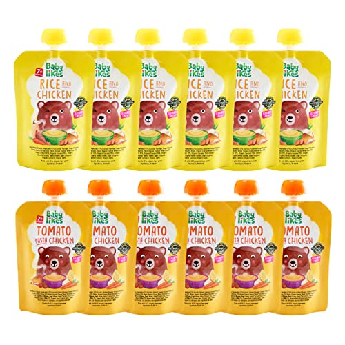 Baby Likes Halal Bio-Lebensmittelbeutel – Stufe 2 gemischte Kombipackung Reis und Huhn, 6 Beutel x 130 g, Tomaten-Nudel-Huhn, 6 x 130 g, geeignet für 7+ Monate Baby Likes Halal Bio-Lebensmittelbeutel – Stufe 2 gemischte Kombipackung Reis und Huhn, 6 Beutel x 130 g, Tomaten-Nudel-Huhn, 6 x 130 g, geeignet für 7+ Monate von Baby Likes