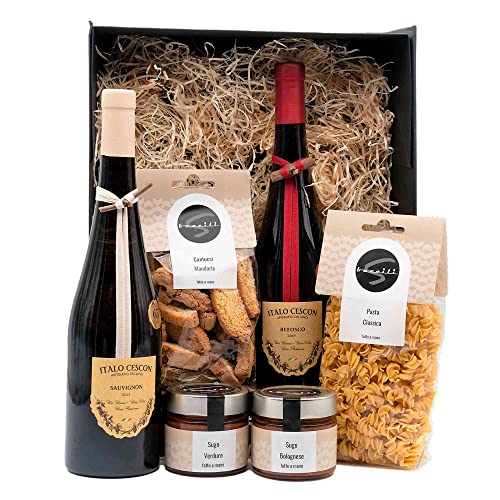 Geschenksbox Bianco - Italienische Lebensfreude - Pasta - Sugo - Wein und Cantucci - Geschenkidee für Pasta Fans von Baccili von Baccili