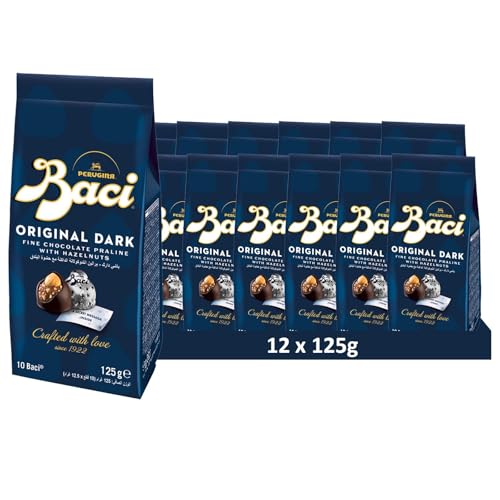 BACI Premium Beutel, 10 Pralinen mit dunkler Schokolade und Haselnussfüllung von Baci