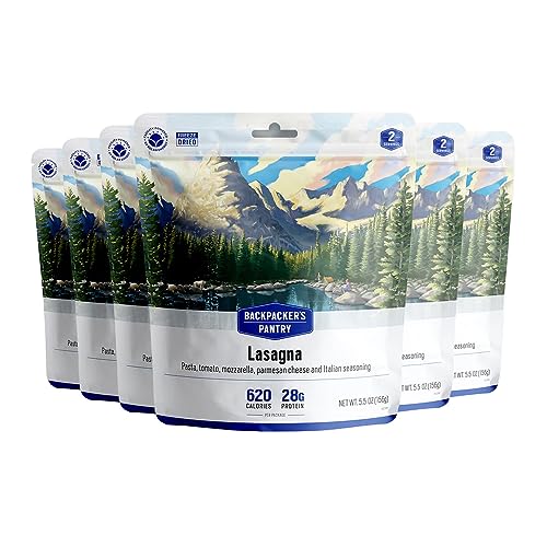 Backpacker's Pantry Lasagne, gefriergetrocknetes Backpacking & Camping-Essen, Notfallnahrung, 28 g Protein, vegetarisch, 6 Stück Backpacker's Pantry Lasagne, gefriergetrocknetes Backpacking & Camping-Essen, Notfallnahrung, 28 g Protein, vegetarisch, 6 Stück von Backpacker's Pantry