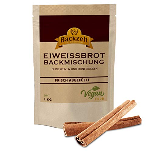 Brothers Eiweißbrot Backmischung Zimt/ Mandel ohne Weizenmehl / Roggenmehl - 1 kg ergibt 1,95 kg Teig, Diabetikerbrot, 90 % weniger Kohlenhydrate als Brot von Backzeit