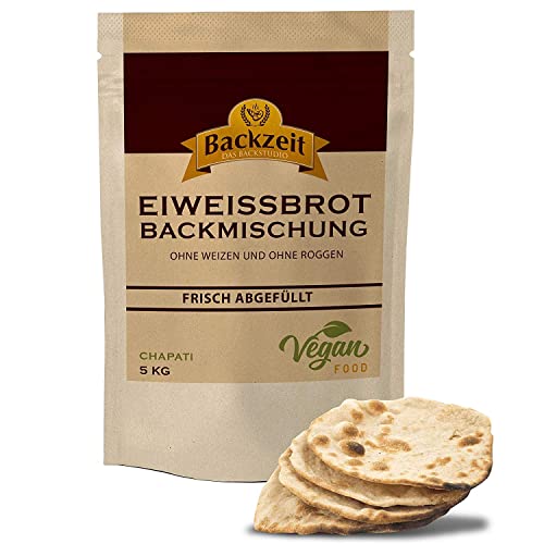 Brothers Eiweißbrot Backmischung für Chapati-Mehl, 2,5 kg ergibt 4,5 kg Teig, für Keto/Paleo/Sportler/Übergewichtige von Backzeit