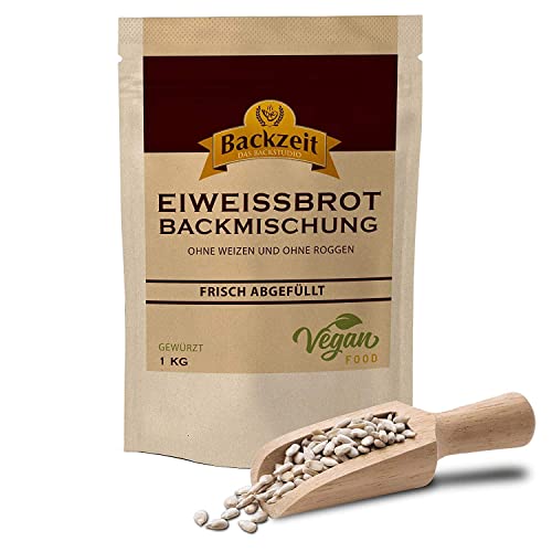 Brothers Eiweißbrot Backmischung gewürzt, 1 kg Packung ergibt 1,9 kg Teig, in Deutschland hergestelltes Diabetikerbrot mit 90 % weniger Kohlenhydraten als Brot von Backzeit