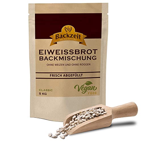 Brothers Eiweißbrot Backmischung Classic, 5 kg XXL Vorratspackung ergibt 9 kg Teig, ohne Weizenmehl, Roggenmehl, in Deutschland hergestelltes Diabetikerbrot mit 90 % weniger Kohlenhydraten als Brot von Backzeit