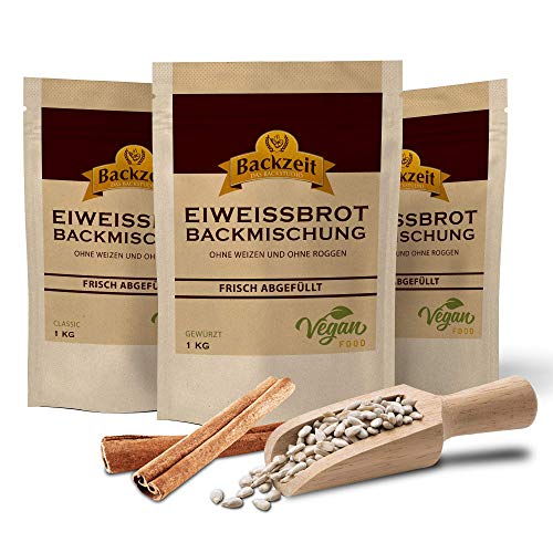 Brothers Eiweißbrot 3er Set, je 1 kg, Zimt / Mandel + Classic + Kümmel / Koriander, für Paleo / Keto / Diabetiker / Sportler / Übergewichtige Brothers Eiweißbrot 3er Set, je 1 kg, Zimt / Mandel + Classic + Kümmel / Koriander, für Paleo / Keto / Diabetiker / Sportler / Übergewichtige von Backzeit