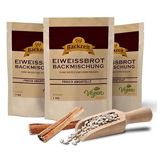 Brothers Eiweißbrot 3er Set, je 1 kg, Zimt / Mandel + Classic + Kümmel / Koriander, für Paleo / Keto / Diabetiker / Sportler / Übergewichtige von Backzeit