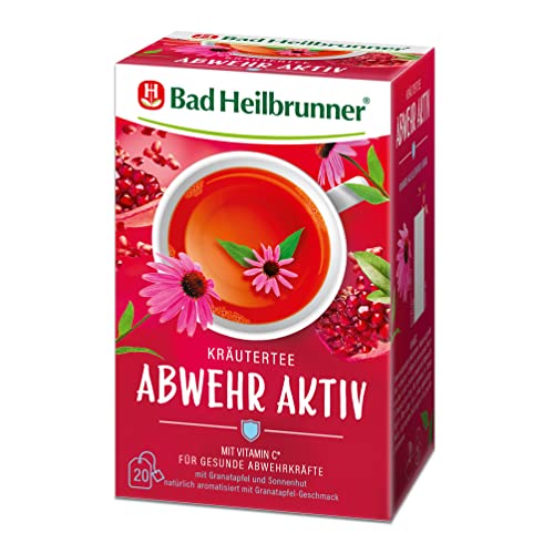 Bad Heilbrunner Abwehr Aktiv - Kräutertee im Filterbeutel - Hibiskus, Orangenblätter, Zitronengras - mit Vitamin C für die Abwehrkräfte & das Immunsystem (6 x 20 Filterbeutel) von Bad Heilbrunner