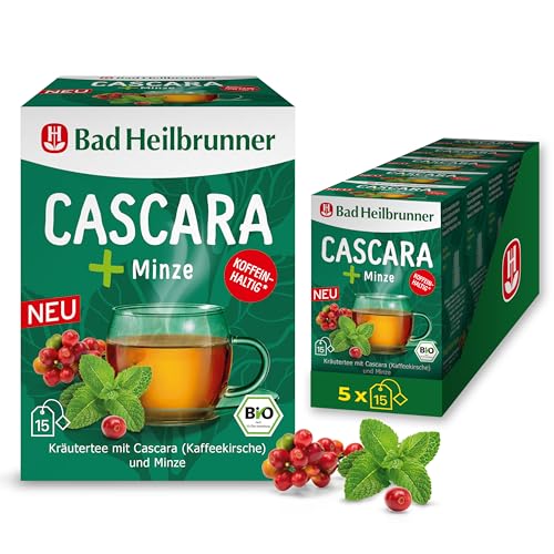 Bad Heilbrunner Cascara+ Minze Kräutertee – Bio-Kräuterteemischung mit Kaffeekirsche, Minze und Süßholzwurzel, koffeinhaltig, (5 x 15 Filterbeutel) von Bad Heilbrunner