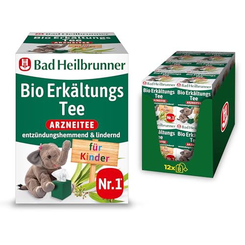 Bad Heilbrunner Bio Erkältungs Tee für Kinder – Arzneitee mit Eucalyptusblättern zur Unterstützung bei Erkältungskrankheiten der Atemwege, (12 x 8 Filterbeutel) von Bad Heilbrunner