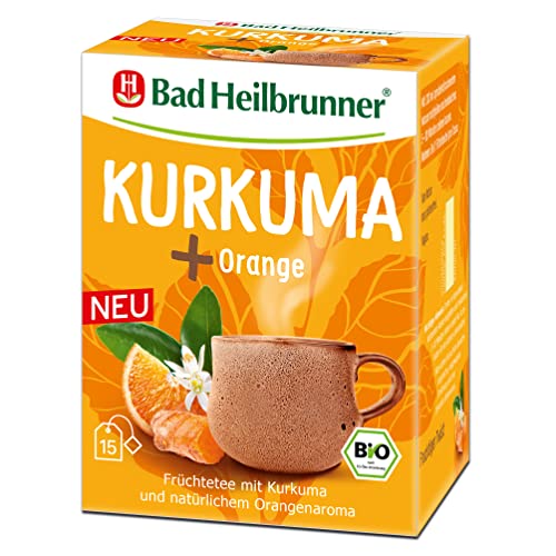 Bad Heilbrunner Bio Kurkuma + Orangen Tee - Kräutertee im Filterbeutel - Kurkuma, Hibiskus und Orangen - harmonische Zusammenspiel (5 x15 Stück Filterbeutel) von Bad Heilbrunner